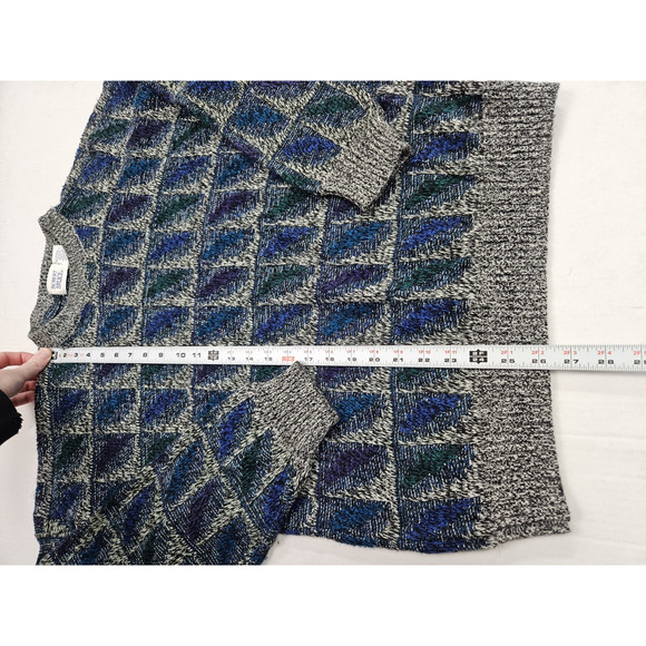 Vintage Knit Sweater Size Large Multicolor Textured grandpacore grandmacore 80s - Picture 4 of 8